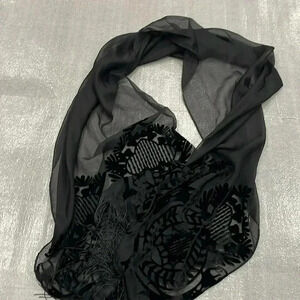 ❤️2/$30❤️Cejon Black Sheer Velvet  Burnout Pattered WMN Scarf
